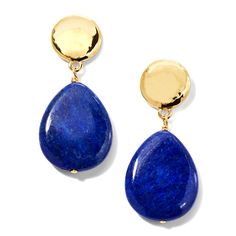 22-karat gold plated Lapis lazuli drops For pierced ears Lapis Jewelry, Lapis Earrings, Gold Earrings Designs, Pierced Ears, Teardrop Earrings, Designer Earrings, Gemstone Earrings, Lapis Lazuli, Ear Piercings