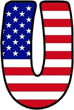 the letter u with an american flag pattern on it's upper case and lower case