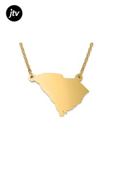 14K YELLOW GOLD OVER STERLING SILVER SOUTH CAROLINA SILHOUETTE STATION NECKLACE. MEASURES APPROXIMATELY 7/8 OF AN INCH IN WIDTH AND HAS A LOBSTER CLAW CLASP. MADE IN THE UNITED STATES. Station Necklace, Lobster Claw, South Carolina, Yellow Gold, United States, Sterling Silver, Yellow, Silver, Gold