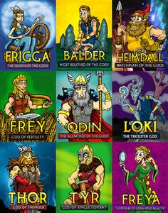 six different cartoon characters with the names of them in their respective colors and fonts