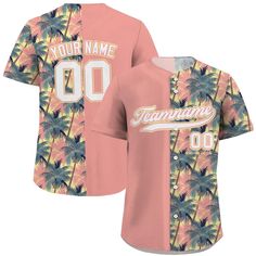 This Hawaiian Baseball Jersey is a stylish and functional piece that ensuring a comfortable fit for groups, individuals, couples, teams, or anyone who loves Baseball fashionable and sporty vibe. From casual outings in summer to intense gameplay, this baseball jersey always guarantees both style and performance. ⚾FEATURES - Personalized with your choice of team name, name, number and your face. - Available in men, women, youth and preschool sizes. - Made of high-quality polyester fabric, printing Casual Pink Baseball Jersey For Sports, Casual Short Sleeve Breathable Baseball Jersey, Casual Graphic Print Baseball Jersey For Team Events, Customizable Casual Sublimation Design For Team Events, Casual Breathable Baseball Jersey For Team Events, Baseball Jersey Shirt, Hawaii Shirt, Jersey Design, Button Shirt