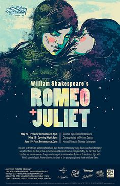 the poster for shakespeare's romeo and juliat, which is featured in an upcoming play