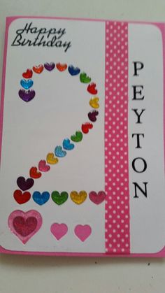 a birthday card with hearts on it