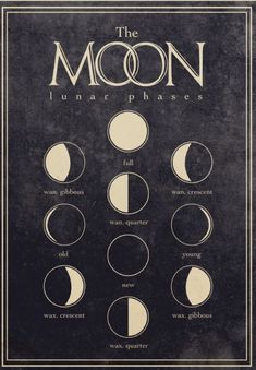 an old book cover with phases of the moon