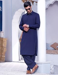 "WELCOME TO MY SHOP WEDDING KURTA  Give yourself a best ethnic look by wearing this Top / kurta pajama  Made of rich cotton blend fabric this regular-fit set comprises a full-sleeved Indian Long kurta/ kurta This outfit with mojris will look apart on special occasions. material  :100%Cotton Color : blue Length : 40 inch Shirt Chest is measurement for shirt (not body) As per standard, for best loose fitting 5\" inches gap should be there between actual chest size and shirt chest size Size chart i Traditional Formal Full-length Sets, Traditional Formal Full Length Sets, Semi-formal Traditional Blue Wear, Traditional Blue Sets For Semi-formal Occasions, Semi-stitched Dabka Pant Set For Wedding, Semi-formal Blue Traditional Wear, Blue Semi-formal Traditional Wear, Fitted Dabka Pant Set For Eid, Blue Traditional Wear For Semi-formal Eid