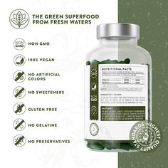 the label for green superfood from fresh waters