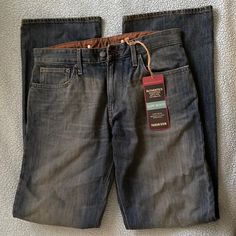 Levi Authentic Signature Jeans, Premium Denim Low Boot Cut, Blue Steel Color. Brand New With Tags, Size 32x32 Rugged Medium Wash Bottoms For Fall, Casual Brown Denim Jeans, Rugged Blue Cotton Bottoms, Brown Denim Jeans, Blue Rugged Cotton Bottoms, Levi Bootcut Jeans, Levis Bootcut, Men’s Bootcut Jeans, Levi Strauss Jeans