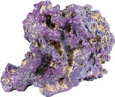 purple and gold colored rock with white background