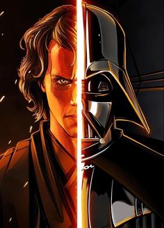 the two faces of darth vader and luke star wars are shown in this illustration