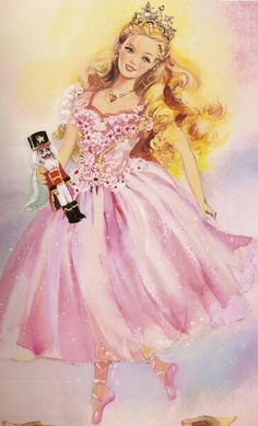 This Barbie Is, Vintage Barbie Art, Painting Barbie, Barbie Artwork, Barbie Films, Barbie In The Nutcracker, Girly Artwork, Fairytale Christmas, Barbie Nutcracker