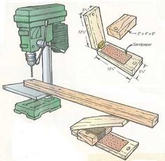 the diagram shows how to use a driller for woodworking and other projects such as making wooden planks