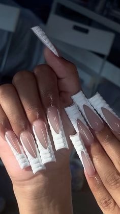 French Tip Acrylic Toes, White French Tip Acrylic, Simple French Tips, Black Acrylic Nails, White French Tip