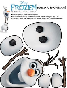 an advertisement for the disney movie frozen, with snowman's face and nose