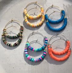 We are a mother daughter team who work together to create each beautiful piece by hand!  These earrings can be made with gold filled hoops or white gold filled hoops.   We love creating these pieces for you ! They are so lightweight and comfortable and are super fun! Nickel-free Heishi Bead Hoop Earrings, Everyday Multicolor Heishi Beads Jewelry, Nickel-free Small Hoop Heishi Bead Earrings, Fun Adjustable Nickel-free Hoop Earrings, Adjustable Fun Nickel-free Hoop Earrings, Adjustable Fun Hoop Earrings Nickel Free, Beach Fun Jewelry With Heishi Beads, Handmade Fun Hoop Jewelry, Fun Handmade Hoop Jewelry