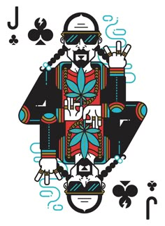 a playing card with an image of a man wearing sunglasses and holding his hands up