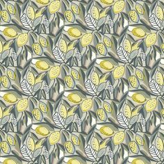 a pattern with lemons and leaves on it