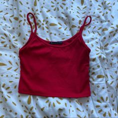 Never Worn And In Great Condition Red Brandy Melville Top, Red Brandy Melville, Spaghetti Tops, Tops Brandy Melville, Spaghetti Top, Brandy Melville Top, Red Tank Top, Clothing Pieces, Red Tank Tops