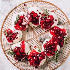 cranberry sauce and goat cheese appetizers on a wire rack