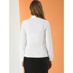 A cutout choker v-neck and a turn-down collar design will create an elegant look for this office shirt, which is unique and stylish in ordinary black and white shirts. The button front closure and long sleeves are suitable for autumn, and comfortable to wear. A very elegant office shirt is full of details, and wearing this people can also have a sense of fashion in the business world. Pair it with suit pants or pencil skirts and high heels for an elegant work outfit. Occasion: work, office, busi Long Sleeve Work Shirt, Collar Work, Elegant Work Outfits, Office Shirt, Womens Chokers, Neck Choker, The Office Shirts, Black And White Shirt, Women's Blouses