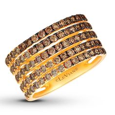 Please note: This ring is available in limited sizes. If you don't see your size here, please visit a store to order your ring. This stunning Le Vian® Chocolate Ombré™ ring for her displays delicious drizzles of Chocolate Diamonds® that graduate in color from light to dark. Fashioned in sweet 14K Honey Gold™, the ring has a total diamond weight of 1 1/2 carats. Le Vian®. Discover the Legend. Chocolate Rings, Ombre Rings, 14k Rose Gold Jewelry, Kentucky Bourbon, Jewelry Advice, Chocolate Diamonds, Le Vian, Fancy Diamonds, Brown Diamond