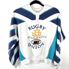 Vintage 80s 90s Nike Rugby Union Colorblock Crewneck Embroidered Size L

Rare find! Smoke free home. Please refer to measurements because vintage sizing can run small. Embroidered. A few spots and one small hole pictured. I have not tried to get the spots out.

Shoulder to shoulder: 15
Armpit to armpit: 23
Length: 23 90s Nike, Rugby Union, Rugby Shirt, Nike Shirts, Rugby, Color Blocking, Nike Men, Nfl, Blue White