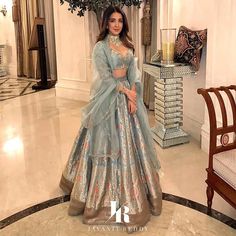 19+ Brides Who Prove Powder Blue is the New Red for Weddings | ShaadiSaga Designer Lehenga Choli Latest Lengha Designs Lehenga Choli, Lengha White, Gray Lehenga, Classy Lehenga, Lehenga With Belt, Reception Lengha, Banarasi Skirt, Wedding Lengha, Sabyasachi Collection