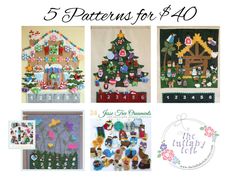 four different pictures with the words, 5 patterns for $ 4 40 each and an image of