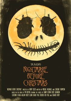 a movie poster for the nightmare before christmas with two bugs on it's face