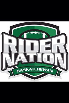 the rider nation logo is shown in green and white with an american football on it