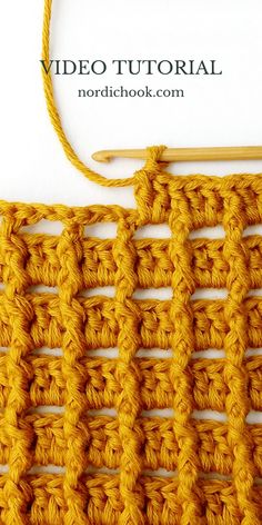 the crochet stitch is being worked on