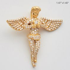 10KY 1.50CTW DIAMOND ANGEL PENDANT WITH CENTER Angel Wings Necklace Betsey Johnson, Diamond Angel, Angel Pendant, Angel, Pendant, Gold