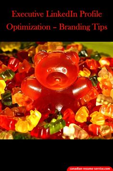 a bear made out of gummy bears with the title executive linkedin profile organization - branding tips