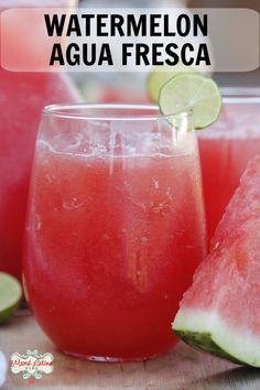 watermelon and lime juice in glasses on a table