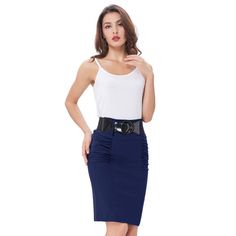 Gender: Women Dresses Length: Knee-Length High Waist Fashion SkirtStyle: Vintage, Party, Club, Office SkirtPattern Type: SolidSilhouette: PencilMaterial: Cotton,PolyesterWaistline: EmpireDecoration: Sashes, Belt Size Waist (cm) Hip (cm) Length (cm) S 69 91 61 M 74 97 61.6 L 79 102 62.2 XL 84 107 62.9 Womens Business, Womens Fashion Casual Outfits, Fashion For Petite Women, Skirt With Belt, Womens Fashion Casual Fall, Office Skirt, Womens Fashion Casual Spring, Business Work, Womens Fashion Edgy