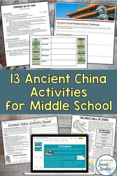 the ancient china activities for middle school with text overlaying it and an image of a