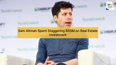 a man sitting in front of a white chair talking to someone at an event with the caption saying, san francisco stagging $ 85m on real estate investment