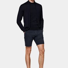 These navy flat-front shorts are cut slim through the hip and thigh and feature belt loops. Navy Flats, White Herringbone, Spring Coat, Mid Rise Shorts, Vest Coat, The Navy, Style Expert, Slim Leg, Slim Legs