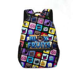 This vibrant backpack featuring various characters from Blox Fruits is perfect for young fans of the series. Ideal for school, travel, or daily use, this backpack combines fun design with practical functionality. The backpack’s lively character patterns will delight children, sparking their imagination and enthusiasm for their favorite series. Crafted to meet the needs of young adventurers, this backpack is both fun and functional, making it an excellent accessory for any occasion. Features: Mat Back To School Cartoon Print Bags, Student Bags With Cartoon Print For Back To School, Back To School Bags With Cartoon Print For Students, Character Style Backpack For End Of School Year, Character Style Standard Backpack For End Of School Year, Character Backpack For Back To School, Rectangular Shape, Playful School Bag With Character Print, Back To School Character Backpack Rectangular, Character Backpack For School