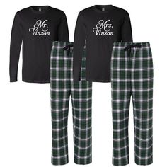 Classy Bride Pajamas, Classy Bride Pajama Size Chart Cotton Long Sleeve Sleepwear With Letter Print, Family Matching Letter Print Loungewear Sets, Relaxed Fit Loungewear Sets With Letter Print, Matching Couples Pjs, Matching Christmas Pajamas Couples, Flannel Pajama Bottoms, Bridal Pajamas, Couples Gifts, Black Tees