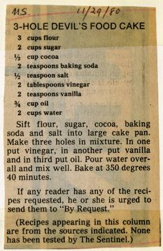 an old recipe for devil's food cake