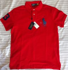 Designer Cotton Collared T-shirt, Red Polo Collar T-shirt For Summer, Red Polo Collar Shirt For Summer, Red Cotton Polo Shirt For Summer, Summer Red Cotton Polo Shirt, Red Fitted Polo Collar T-shirt, Classic Fitted Red T-shirt, Designer Red Fitted Shirt, Designer Red Crew Neck Top