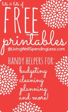 the free printables for handy helpers for budgeting cleaning and more are available