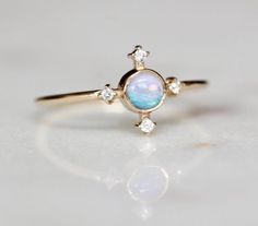 14K Gold Opal Diamond Ring, "Compass" Ring, October Birthstone, Opal Ring, Diamond Ring, Dainty Ring Ring Astrology, Astrology Ring, 14k Gold Opal Ring, Compass Ring, Astrology Jewelry, Opal Diamond Ring, Stick Earrings, Zierlicher Ring, Opal Ring Gold