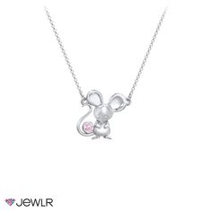 Lovable and cute, this precious mouse charm necklace is the perfect gift for any occasion! Personalize this necklace with a 2mm genuine or simulated birthstone or favorite gemstone color. Handcrafted in sterling silver, white, yellow, or rose gold with a choice of chain lengths.

We understand that children's skin is delicate, and to reduce the chance of a reaction, we only use quality materials for our kids' jewelry collection.

For safety, all children aged 0–3 years must be supervised by an a Rose Gold Sterling Silver Birthstone Necklace, Rose Gold Sterling Silver Birthstone Necklace For Birthday, Rose Gold Sterling Silver May Birthstone Necklace, Helo Kity, Kids Jewellery, Handmade Jewelry Diy, Kids Jewelry, Jewellery Collection, Jewelry Diy