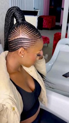 Pin by Unique on Idea Pins by you in 2022 | Braids with extensions, Braided cornrow hairstyles, Braids for black hair Feedin Knotless Box Braids, Yeboyebo Hairstyles 2020, Straight Up Braids African Cornrows, Latest Ghana Braid Styles, Cornrows Updo Ponytail, Straight Up Hairstyles Braids African, Straight Up Cornrows Black Women, Straight Up Braids African, Beautiful Cornrows