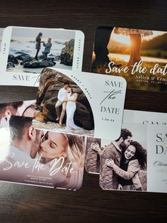 save the date cards with photos on them and magnets to put in front of them