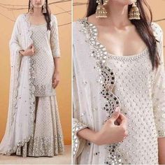 Sharara Suit Indian Designers, Sharara Suit Designs, White Sharara, Designer Sharara Suits, Anita Dongre, Designer Salwar Suits