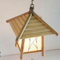 Bamboo House Shade Pendant Light By Artisan Living-6 Bamboo Projects, Bamboo Gifts, Shade Pendant Light, Bamboo Table, Hanging Ceiling Lamps, Bamboo Art, Bamboo House, Bamboo Garden, Bamboo Crafts