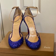 Gorgeous, Gorgeous, Gorgeous! Perfect For A Pop Of Color, Or Your “Something Blue” !! Excellent Condition, Some Red Bottom Wear As Seen In The Pictures However No Other Signs Of Wear. Glitter Bottom Shoes, Red Bottom, Shoes Blue, Red Bottoms, Pop Of Color, Blue Glitter, Something Blue, Louboutin Shoes, Blue Shoes