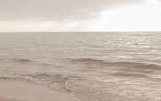 an ocean view with waves coming in to shore